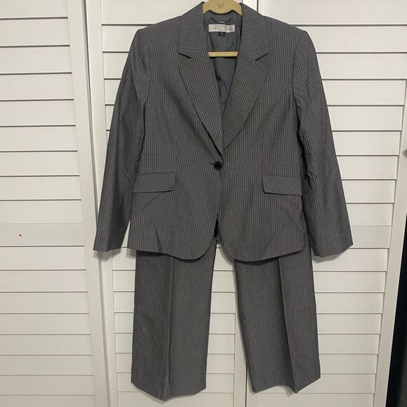 Classic Gray Pinstripe Blazer and Pants Set - Picture 1 of 12